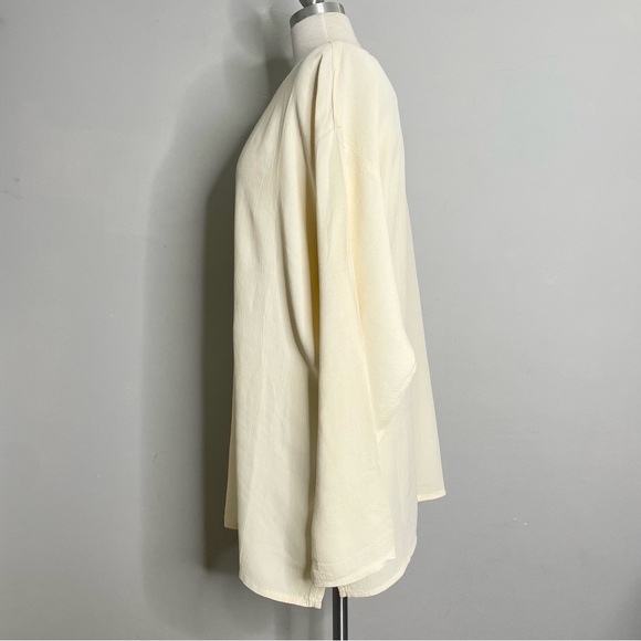 EILEEN FISHER NEW YORK Vintage Laundered Crinkle Rayon Long Sleeve Tunic Top - Picture 2 of 7
